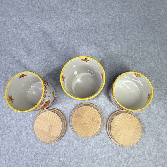 Temp-tations Old World Canister 3 Set Harvest Fall Leaves Acorn Thankful Harvest - Picture 4 of 10